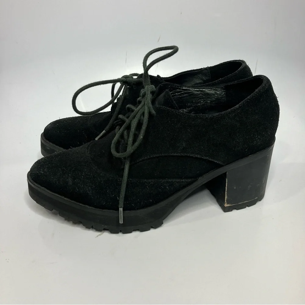 Jeffrey Campbell Havanas last KIDDO black suede block heel Oxford shoes size 7.5